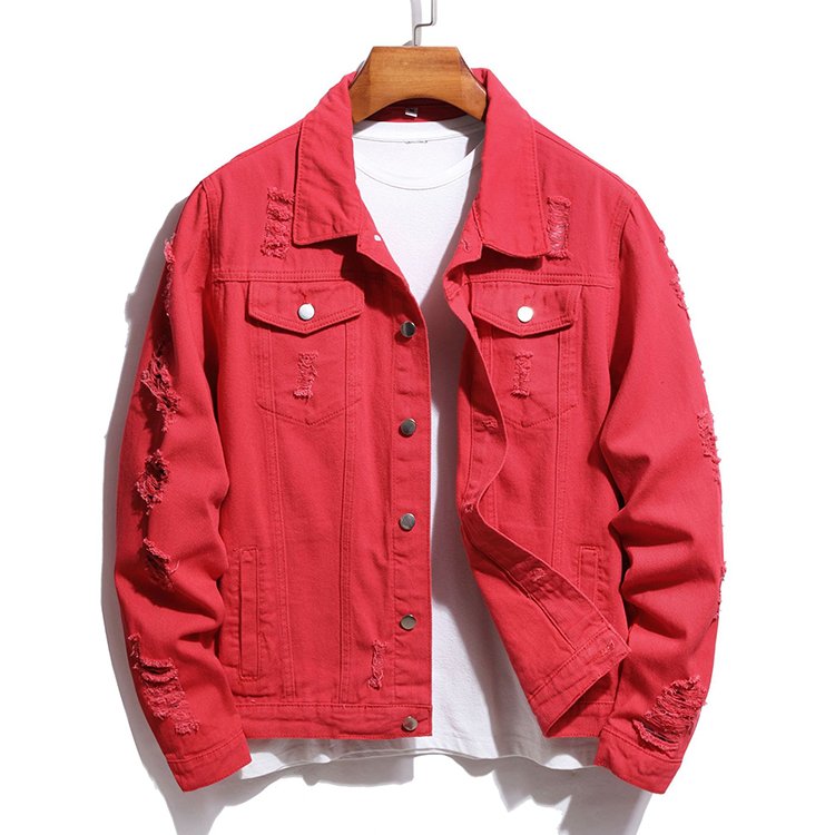 2023 Hot Sale streetwear Spring Autumn Leisure Slim White Denim utility Jacket Custom Printed Logo Men's Jean Jacket