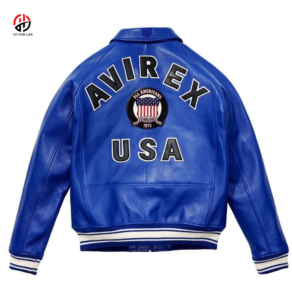 Hot Selling Super Quality Wholesale Customized Classic Genuine Cowhide Leather Avirex Jacket