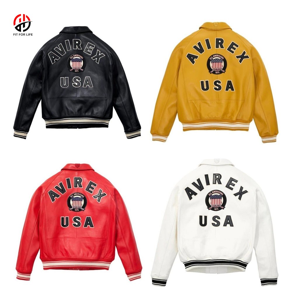 Hot Selling Super Quality Wholesale Customized Classic Genuine Cowhide Leather Avirex Jacket