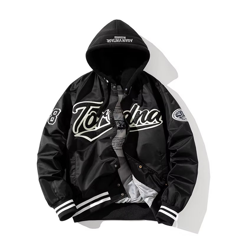 Custom 90% Cotton Men's Bomber Track Jacket Outdoor Sports Fashionable Varsity Baseball Hiking Jacket Stand Winter Sports