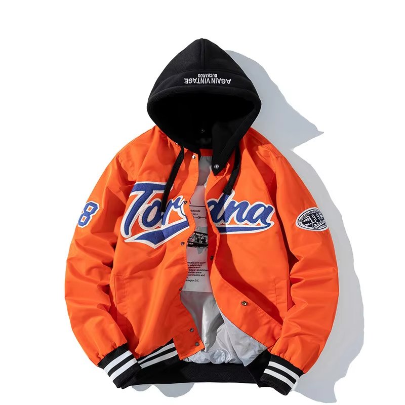 Custom 90% Cotton Men's Bomber Track Jacket Outdoor Sports Fashionable Varsity Baseball Hiking Jacket Stand Winter Sports