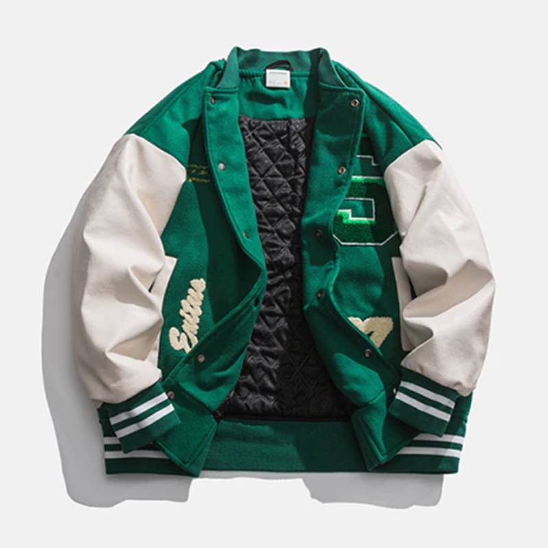 High quality custom logo men's baseball Jacket letterman chenille Embroidery bomber jacket quilted varsit Jacket