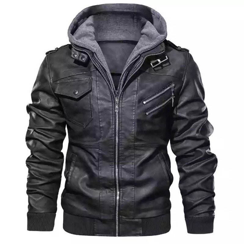 Hot Sale Casual Fashion Men's Leather Jacket For Biker Distressed Genuine Custom Slim PU Jackets