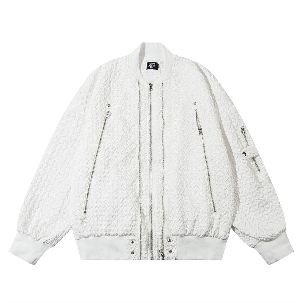 MJ2030 Manufacturer Supply Custom Zipper Embossed Work Jackets Outdoor Jacket Streetwear Men's Jacket