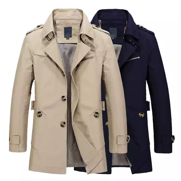 Spring Men's Casual Jacket In The Long Section Of The Arge Size Men's Cotton Thin Section Windbreaker Men's Jacket