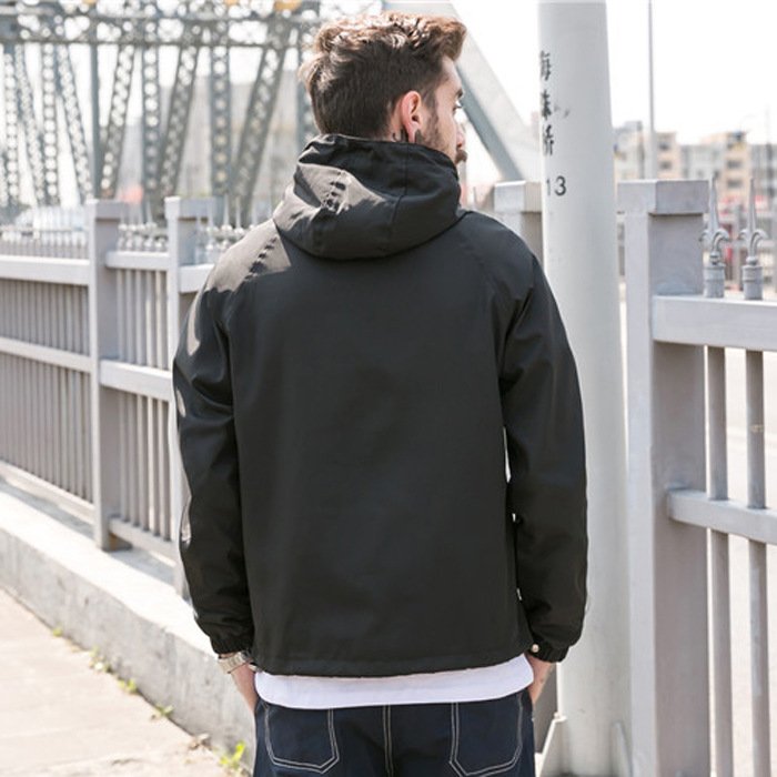 Spring hooded pullover thin trench jacket men's sports student trench coat men's jackets