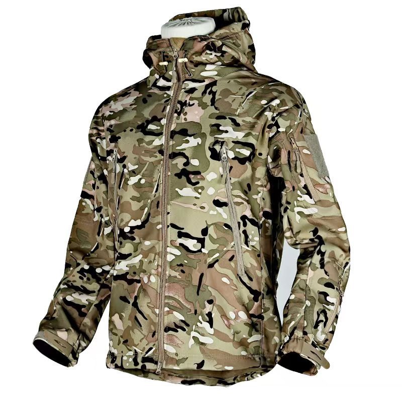 winter plush waterproof and windproof cycling jacket with warm tactical windbreaker Men's jackets