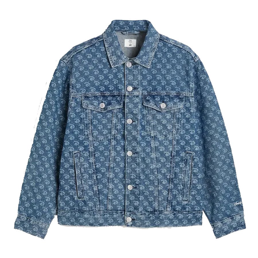 Most Stylish Men Blue Washed Digital Printed Denim Jacket Men Winter Jackets For Sale Customized Denim Jackets