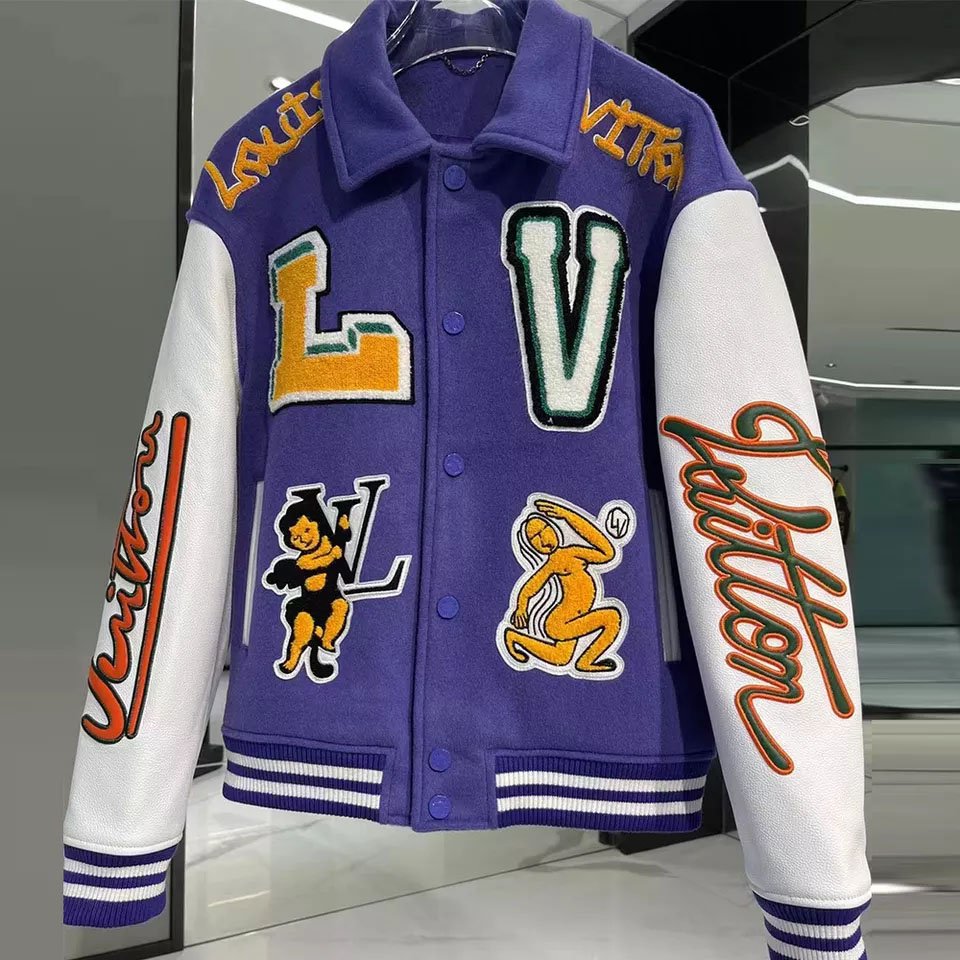 Wholesale Custom Chenille Embroidery Patch Men's Jackets Leather Sleeve Bomber Baseball Letterman Varsity Jackets