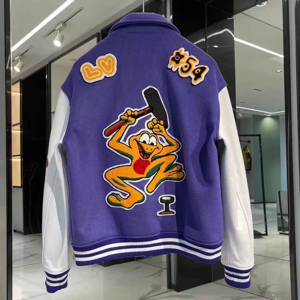 Wholesale Custom Chenille Embroidery Patch Men's Jackets Leather Sleeve Bomber Baseball Letterman Varsity Jackets