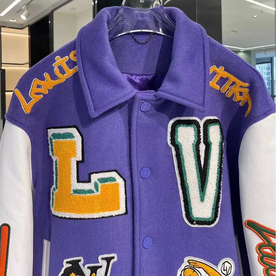 Wholesale Custom Chenille Embroidery Patch Men's Jackets Leather Sleeve Bomber Baseball Letterman Varsity Jackets