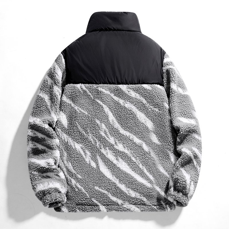 Best Quality Patchwork Contrast Warm Heated Fleece Men's Jacket Cotton Lining Windproof Woolen Outdoor Jacket For Men