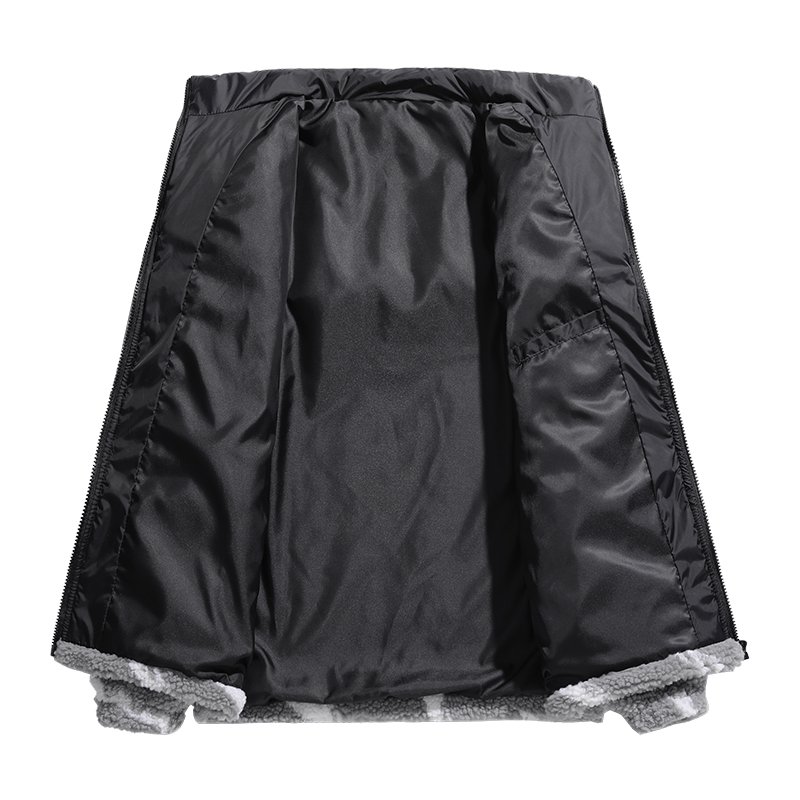 Best Quality Patchwork Contrast Warm Heated Fleece Men's Jacket Cotton Lining Windproof Woolen Outdoor Jacket For Men