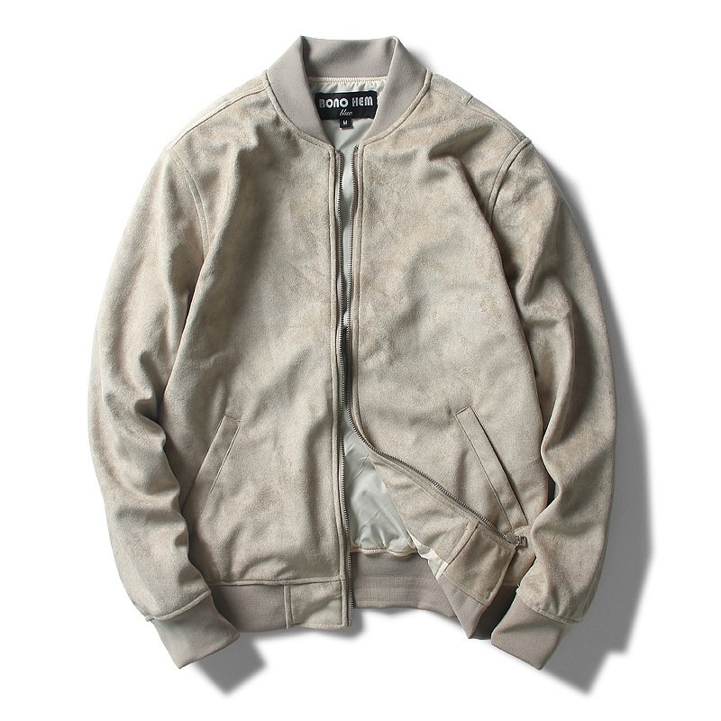 Autumn and winter suede stand collar men's jacket Baseball uniform flight suit young and middle-aged jacket short top