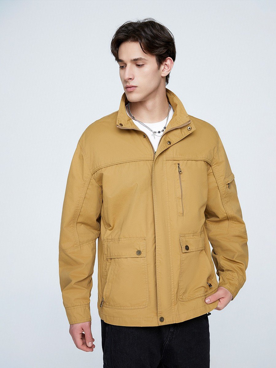 Men's Coaches OEM Custom Design Spring Autumn Simple Wind Loose Multi pocket Zipper Outdoor Men's Casual Bomber Jacket