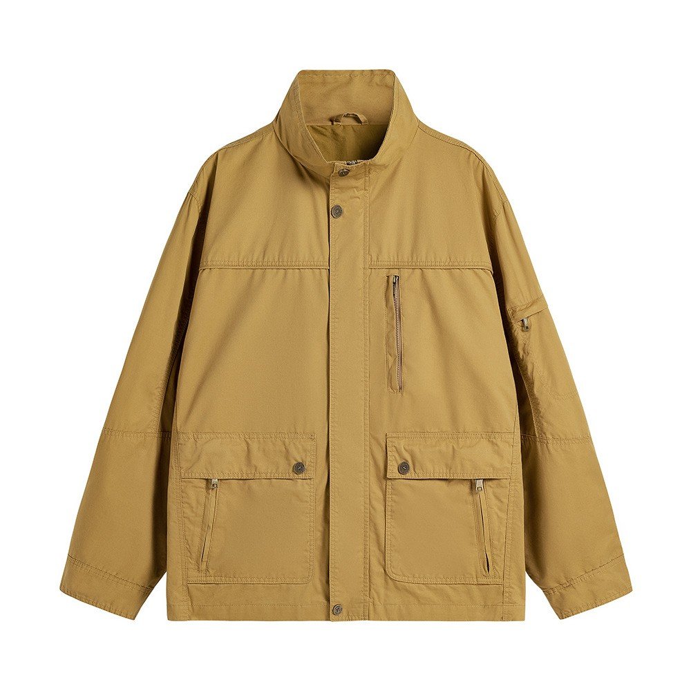 Men's Coaches OEM Custom Design Spring Autumn Simple Wind Loose Multi pocket Zipper Outdoor Men's Casual Bomber Jacket