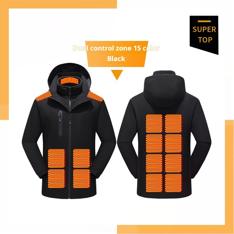 Custom 15 Zones USB Fleece Winter Jacket Mans Self Heating Jacket with Battery Pack men's jackets
