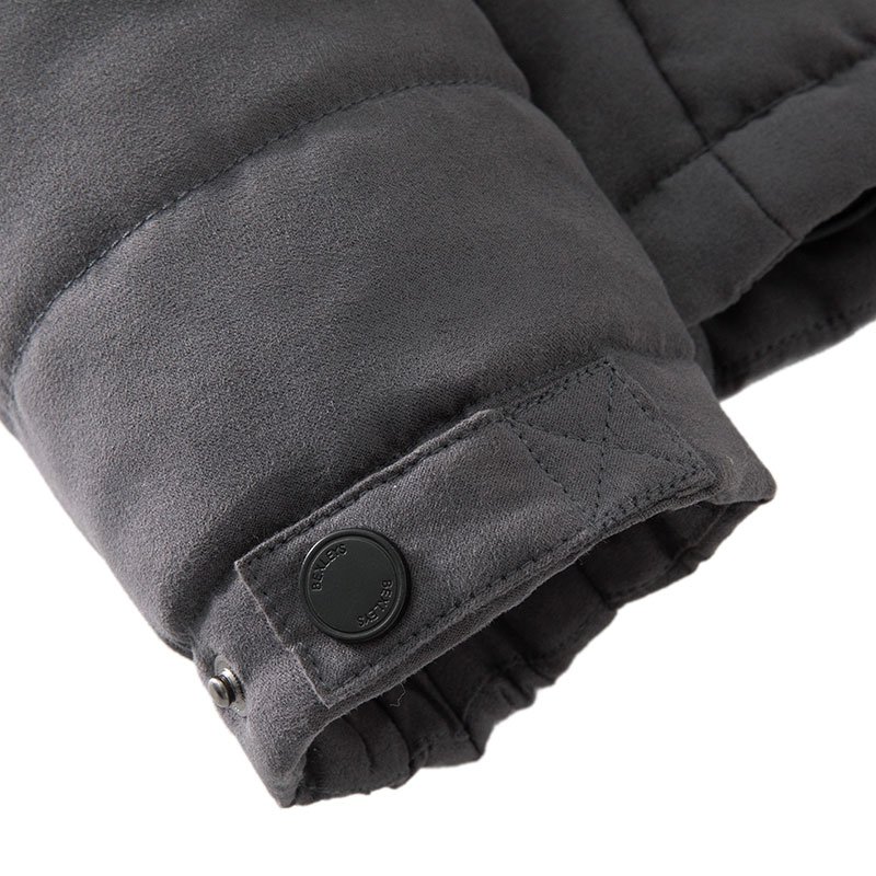 Men's jacket dark grey detachable hood zipper slim fit jacket male cotton paddied warm jacket winter