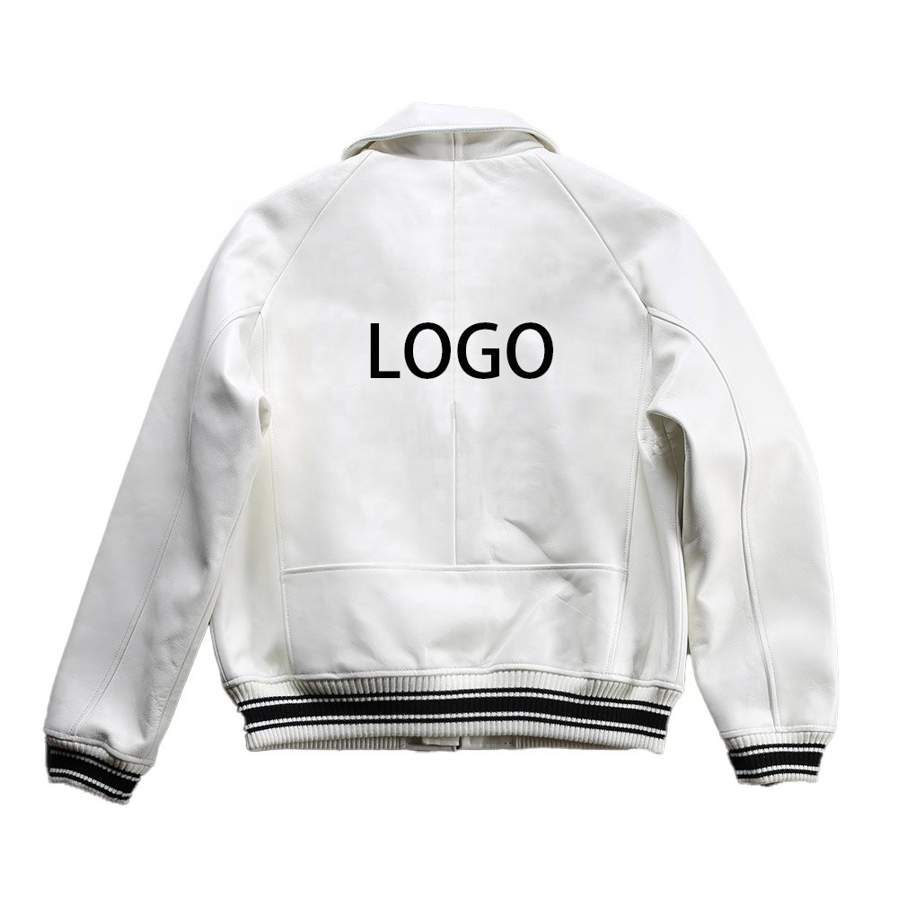 Winter Autumn High Quality OEM US Customized Large Size Natural Eco-friendly French lambskin Sports Men Genuine Leather Jackets