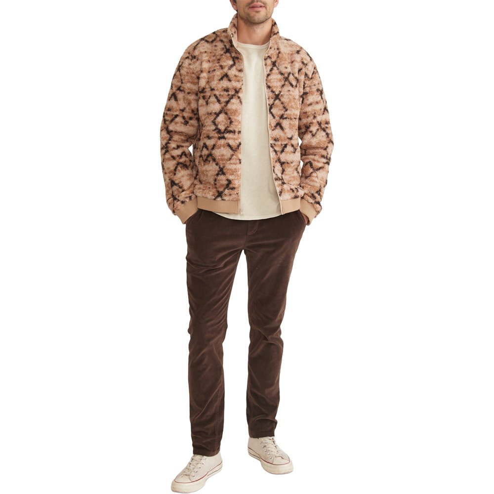 Sherpa Fleece Sweatshirt Men's Printed Full Zip Pull Warm Top Double Pocket Short Casual Loose Sherpa Fleece Jacket