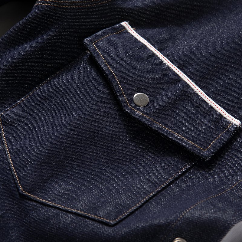 blue team custom Indigo denim shirt men's long-sleeved outer wear retro casual coat denim shirt jacket for men jeans