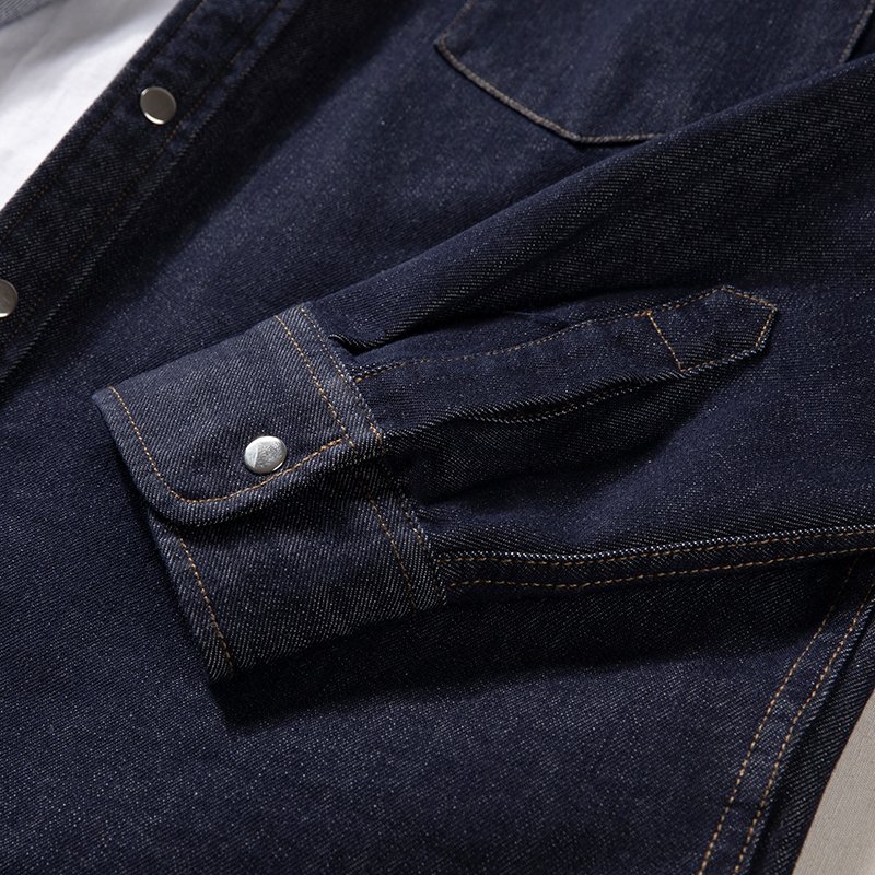 blue team custom Indigo denim shirt men's long-sleeved outer wear retro casual coat denim shirt jacket for men jeans