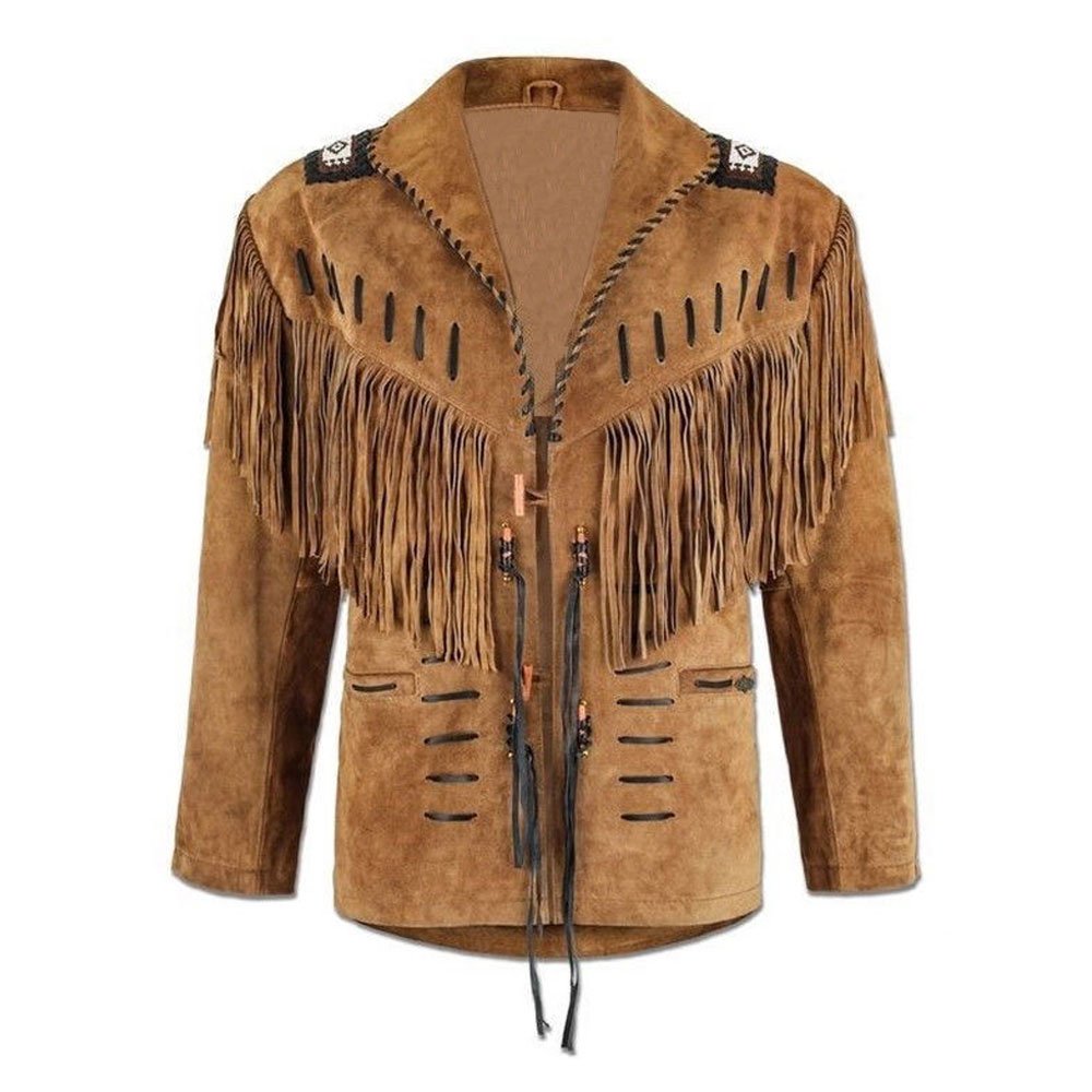 New Fashion Spring Autumn Men's Motorcycle Cowboy Top Layer Goatskin Leather Coat Slim Lapel Jackets
