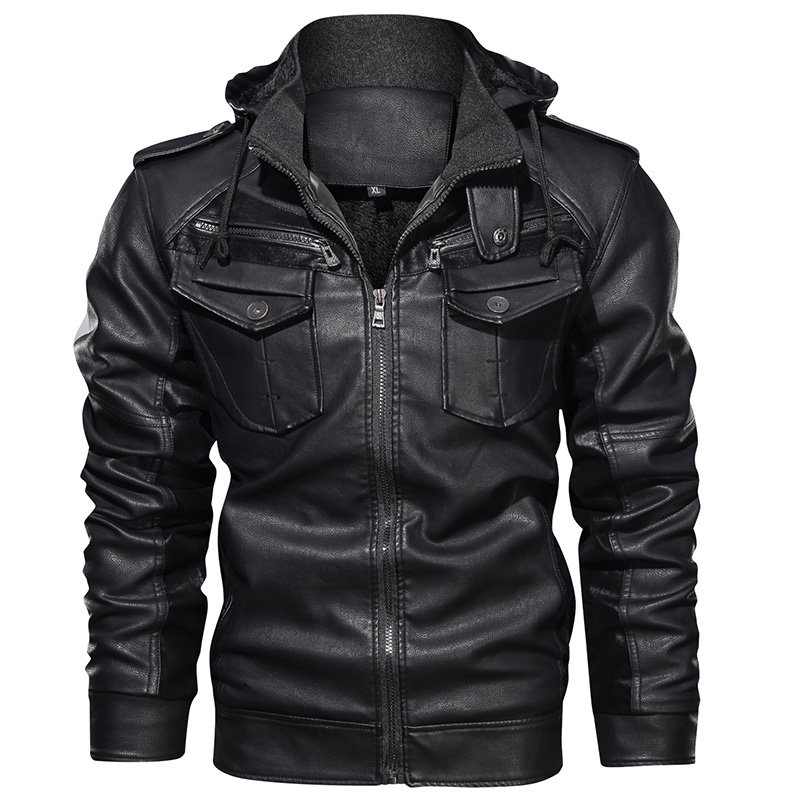 Genuine Leather Winter / Warm / Windproof / Men's Jacket