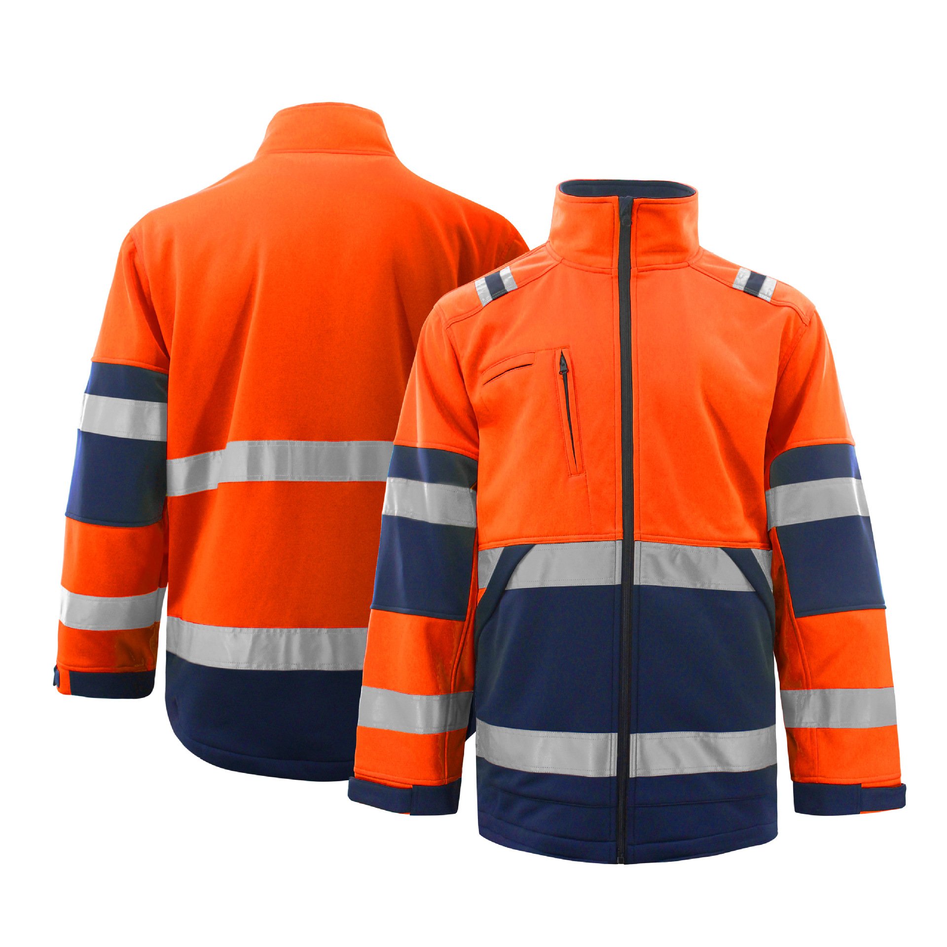 Men's Winter Hi Vis Outdoor Polar Fleece Jacket Reflective Strip Jacket Work Safety Clothes Outdoor Coat