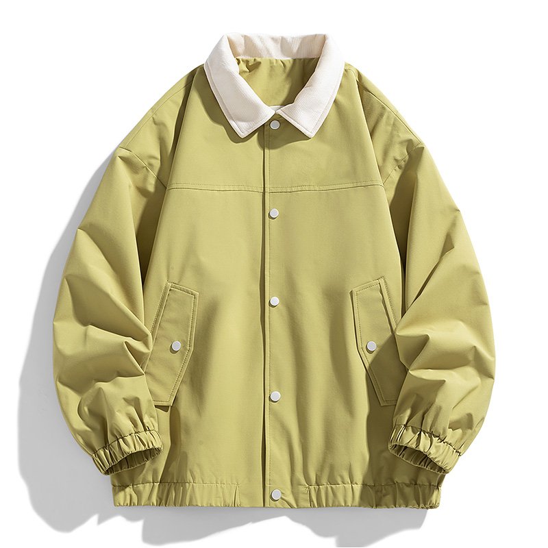 Men's Casual Custom Logo Windbreaker Jacket with Contrast Color Collar Elastic Cuff and Hem Turn Down Collar Jacket