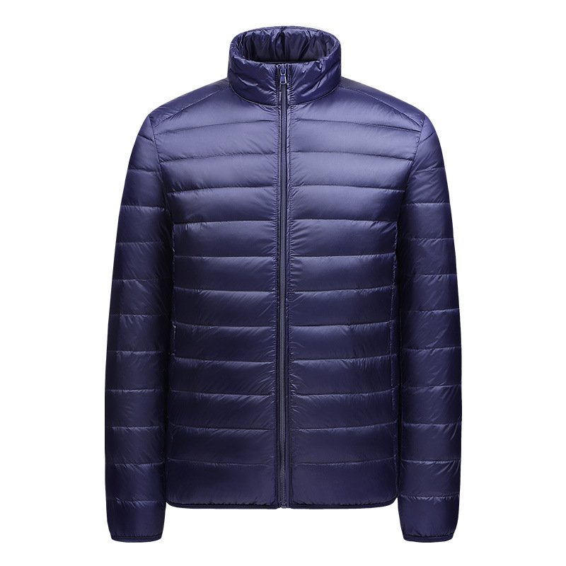 Feather Light Weight Oversized Packable Quilted Zipper Cotton Wash Men's Down Jacket Goose