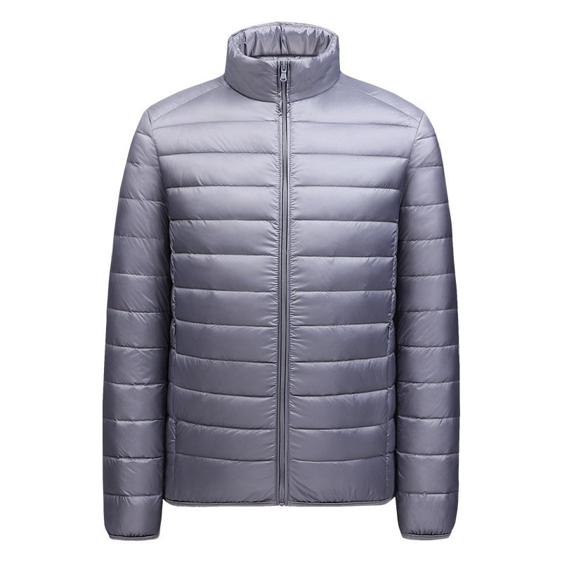 Feather Light Weight Oversized Packable Quilted Zipper Cotton Wash Men's Down Jacket Goose