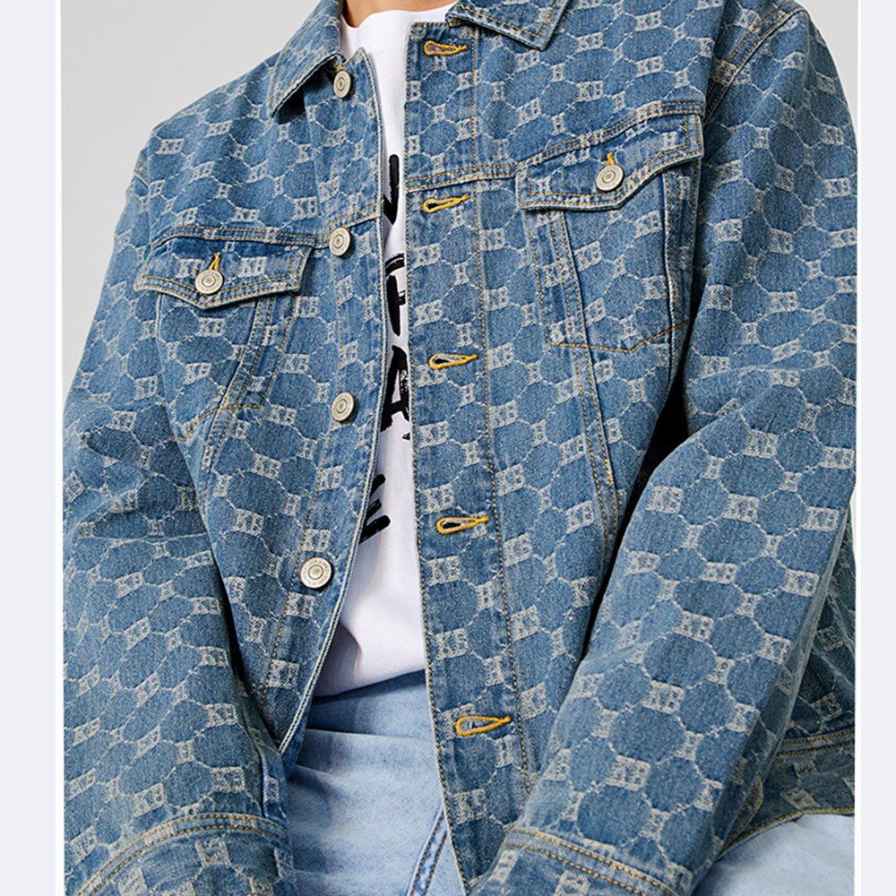 Custom Y2K harajuku full printed new design 2023 autumn men's jacket plus size blue coat outside