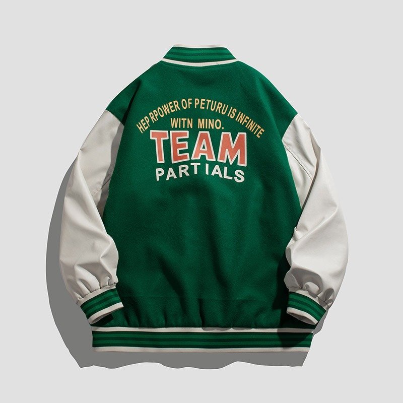 Spring and autumn new products loose stitching contrast patch couple baseball jersey men's and women's long-sleeved jackets