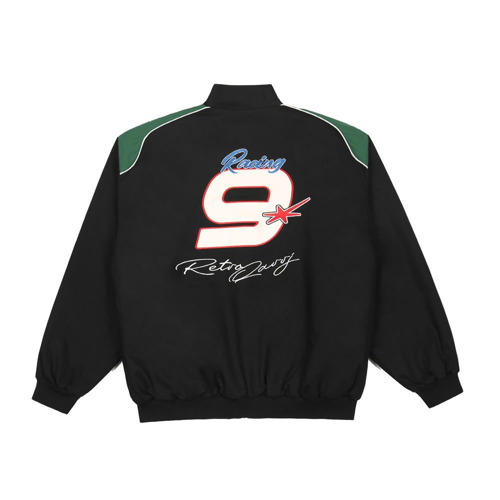High quality customization Men's Letter Embroidery Stand Neck Contrast Motorcycle Baseball Jacket