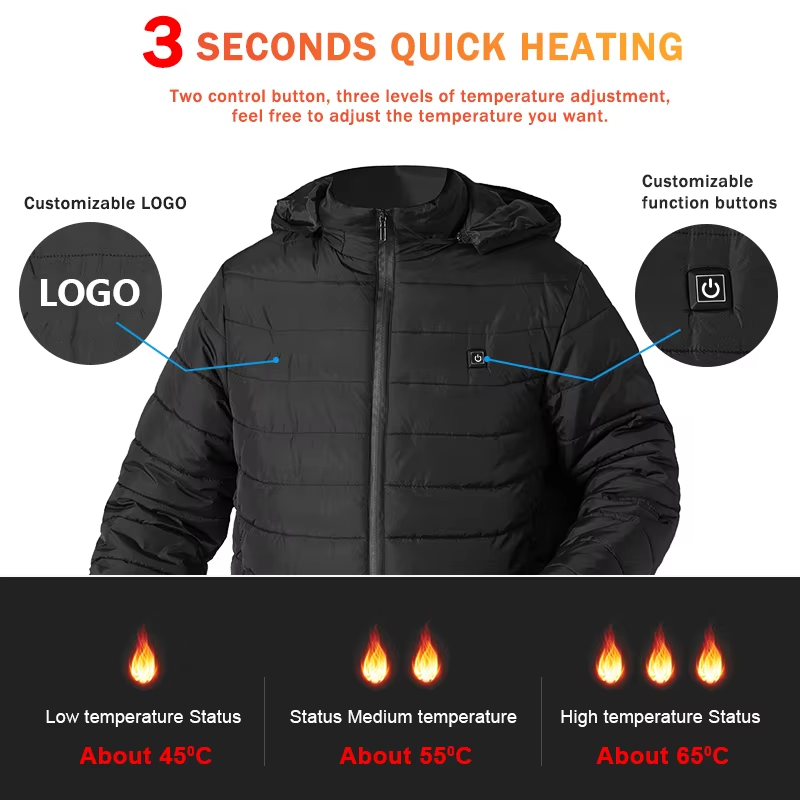 high quality lightweight jacket Winter Men's Jacket 5V USB Battery Powered Heated Winter Windbreaker HIKING jacket