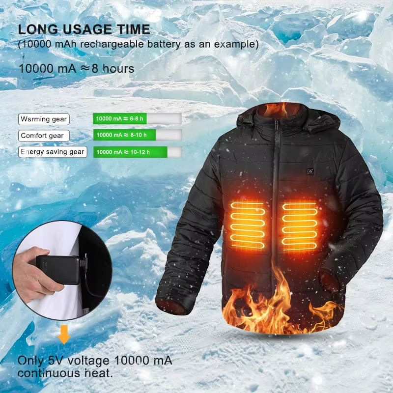 high quality lightweight jacket Winter Men's Jacket 5V USB Battery Powered Heated Winter Windbreaker HIKING jacket