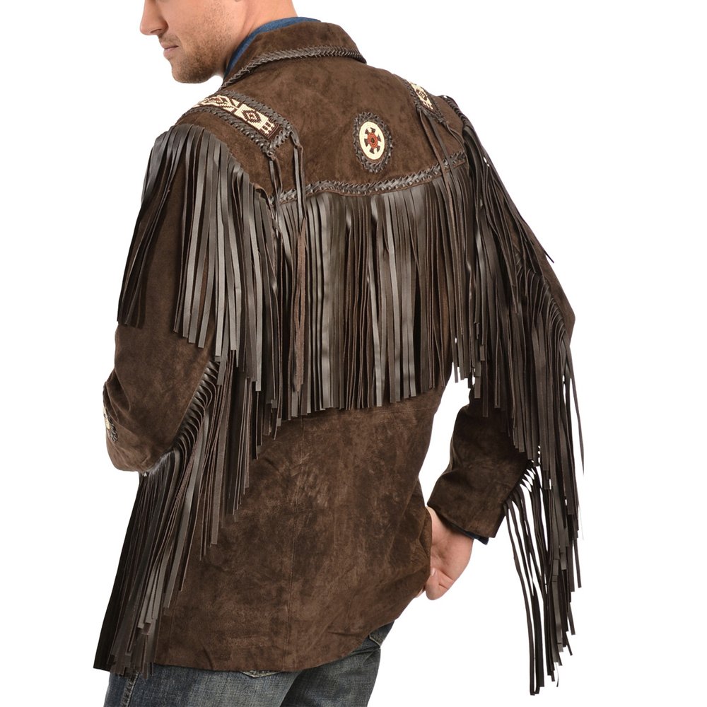 New Men Brown Western Style Sued Cow Boy Leather Jacket Wholesale Custopm Size Winter Cowboy Leather Jacket