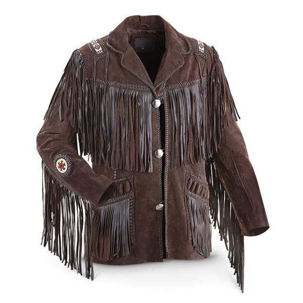 New Men Brown Western Style Sued Cow Boy Leather Jacket Wholesale Custopm Size Winter Cowboy Leather Jacket