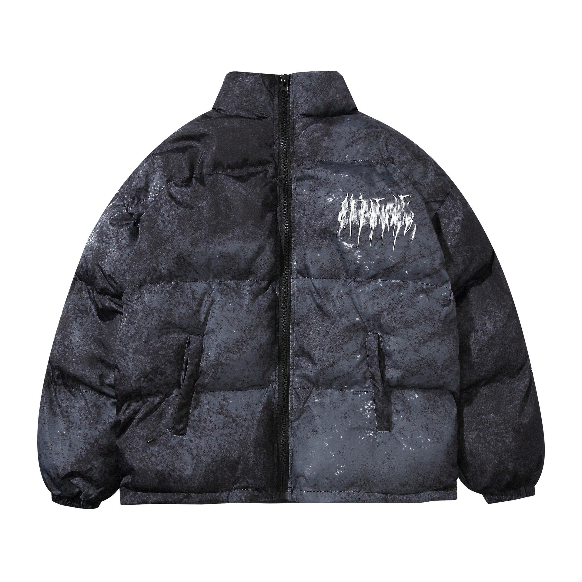 OEM Custom Design High Street Psychedelic Smoke Print Hip Hop Padded Parkas Mens Coats Oversize Casual Warm Thick Puffer Jacket
