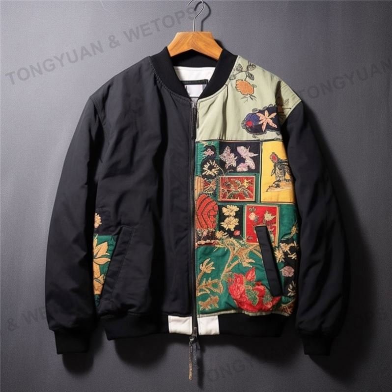 Men's Autumn Street Hip-Hop Plus Size Drop Shoulder Sleeve Men's Jacket Embroidered Loose Baseball Uniform Tapestry Jacket