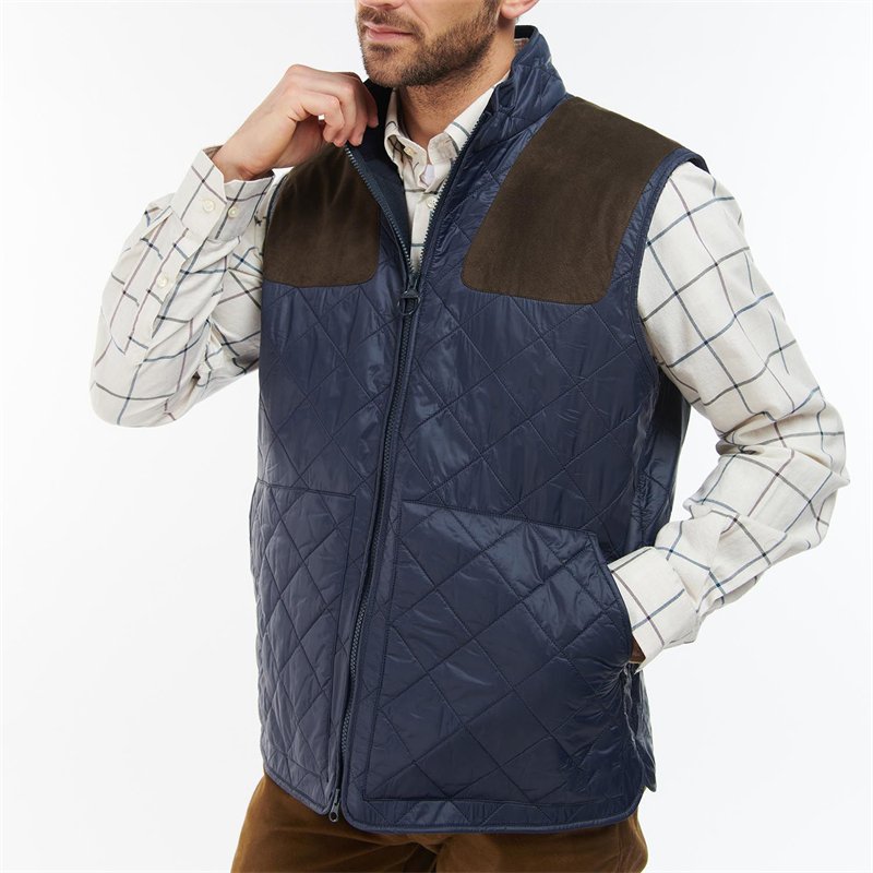 China factory quilted design warm casual fitness gilet vest shoulder patch pockets cord inner collar jacket men's vest