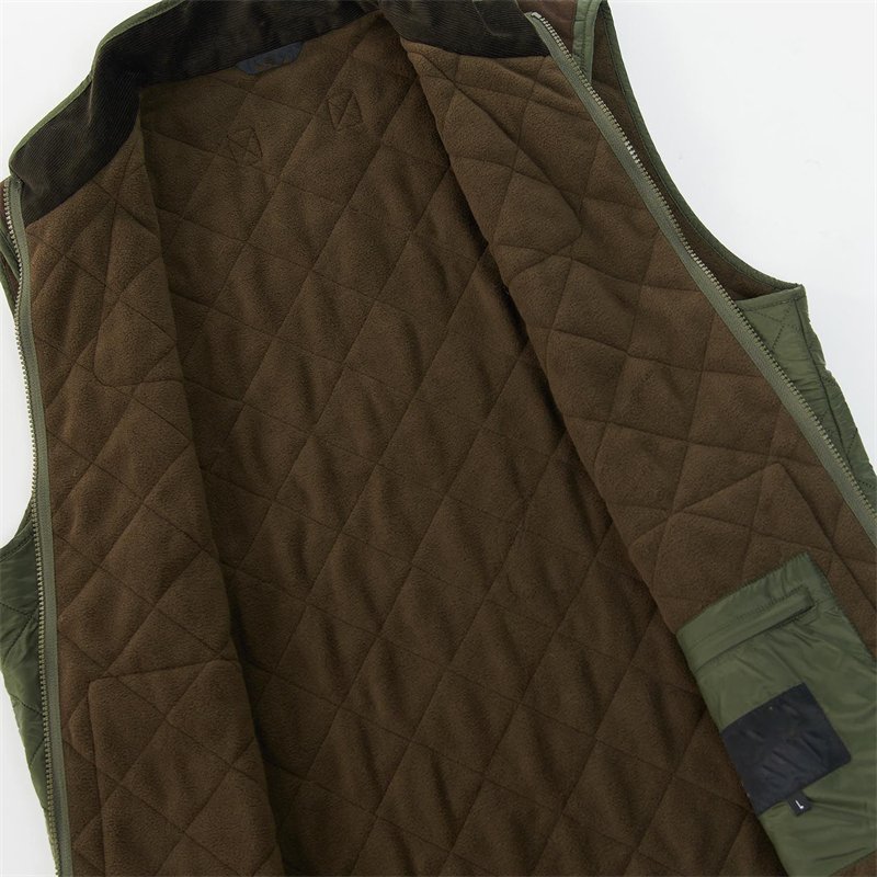 China factory quilted design warm casual fitness gilet vest shoulder patch pockets cord inner collar jacket men's vest