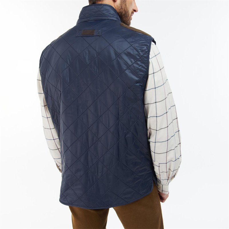 China factory quilted design warm casual fitness gilet vest shoulder patch pockets cord inner collar jacket men's vest