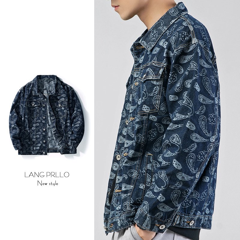 Spring Cashew Flower Denim Jacket Men's Korean Fashion Easy To Build Spring And Autumn Men's Jacket Jacket Fried Street Clothes