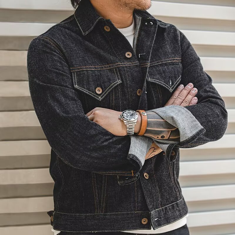 New Fashion Wholesale Custom Logo Vintage Blue Denim Street Wear Jacket Jacket Jacket Men'S Denim Coat