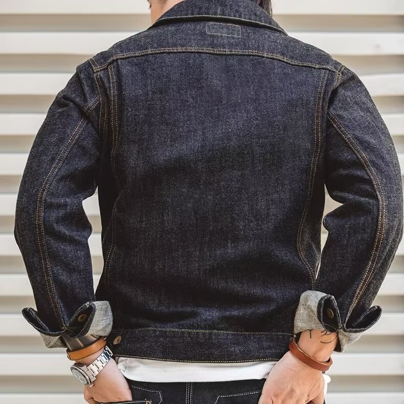 New Fashion Wholesale Custom Logo Vintage Blue Denim Street Wear Jacket Jacket Jacket Men'S Denim Coat