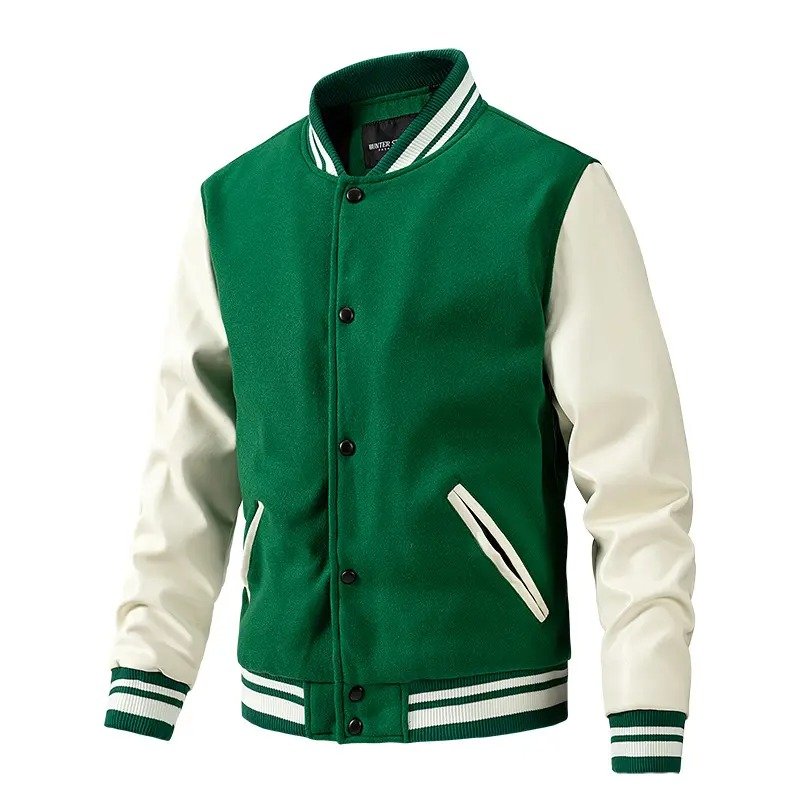 Custom leather sleeves chenille embroidery winter jacket plus size men's jackets letter man baseball versity jacket