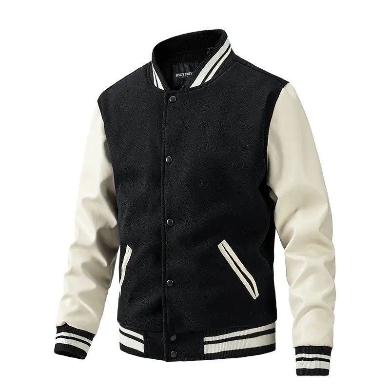 Custom leather sleeves chenille embroidery winter jacket plus size men's jackets letter man baseball versity jacket