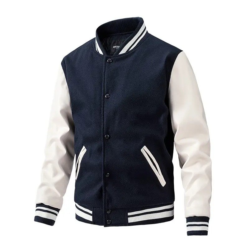 Custom leather sleeves chenille embroidery winter jacket plus size men's jackets letter man baseball versity jacket